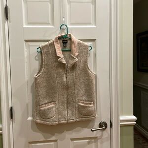 Rafaella Women’s Beige Sherpa Vest with corduroy collar Size S
